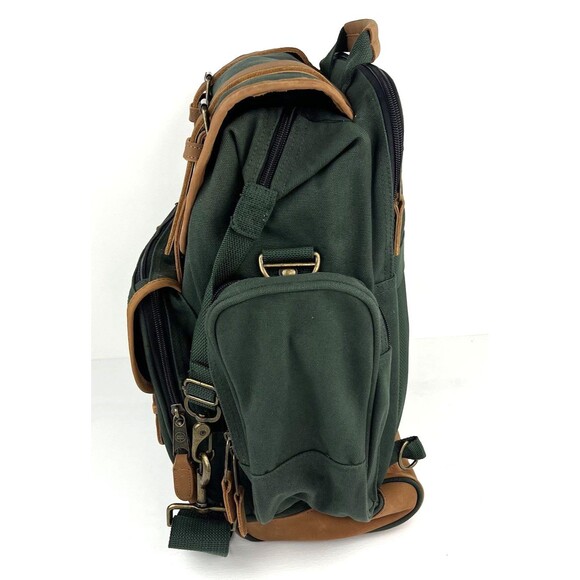 Bushnell Magnify Life Green Brown Leather Backpack Hiking Camping Laptop Bag - Picture 8 of 13
